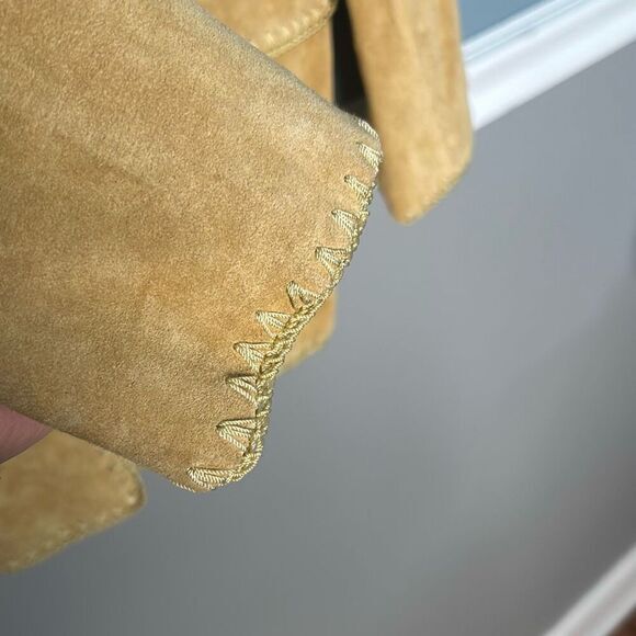 TERRY LEWIS CLASSIC Women's Tan Suede Jacket braided stitch trim boho‎ - Picture 4 of 10